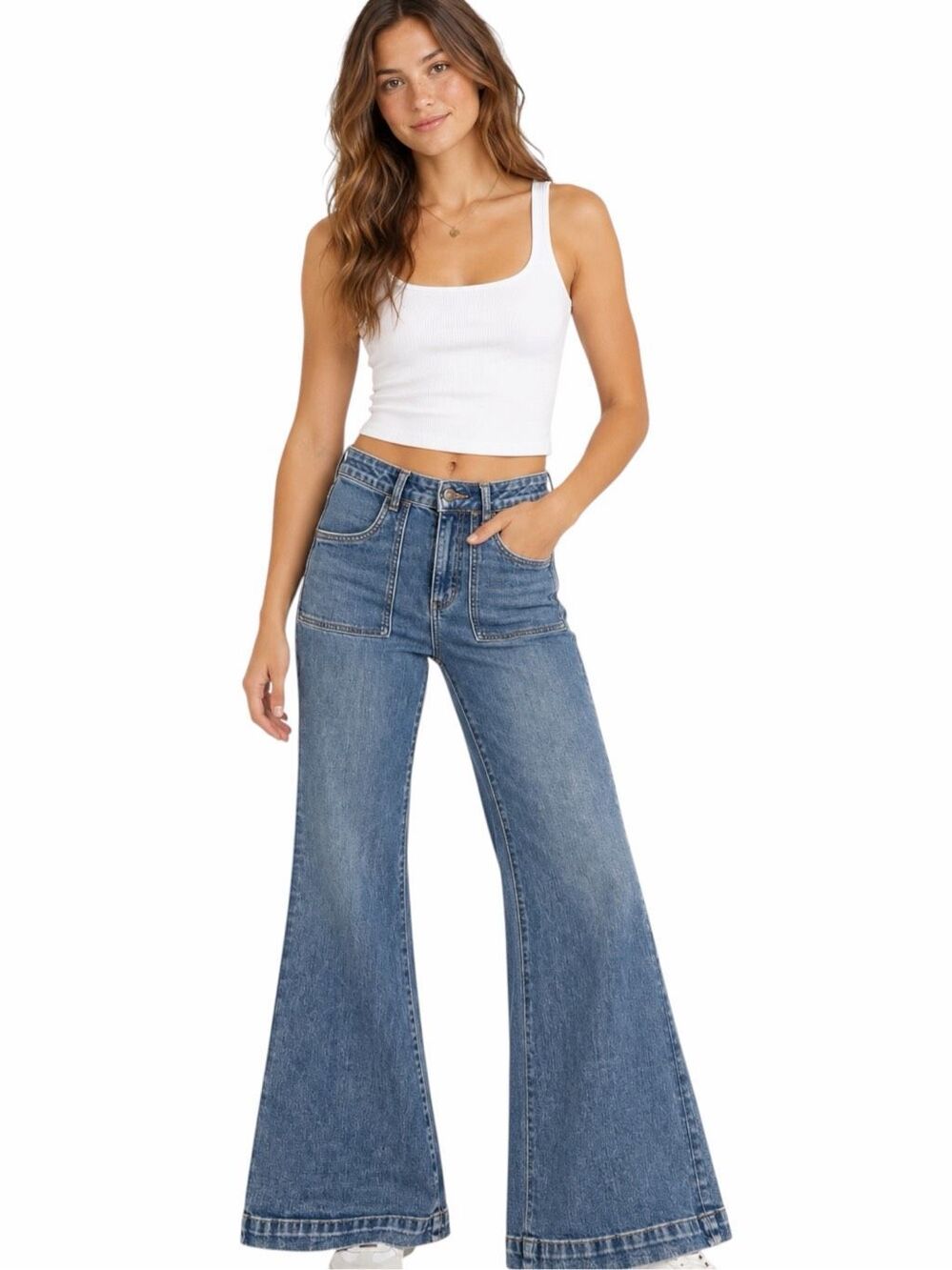 AMERICAN EAGLE Next Level Stretch Super High Rise Flare Jeans Blue Size 6